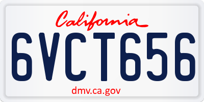 CA license plate 6VCT656