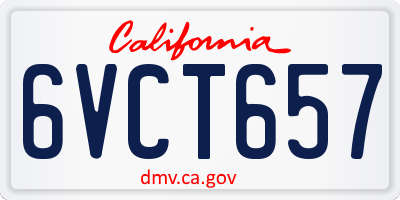 CA license plate 6VCT657