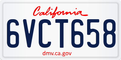 CA license plate 6VCT658