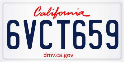 CA license plate 6VCT659