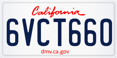 CA license plate 6VCT660