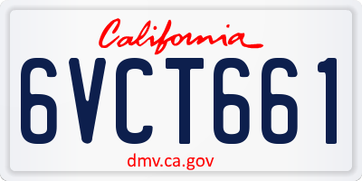 CA license plate 6VCT661