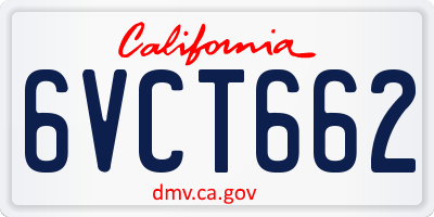 CA license plate 6VCT662