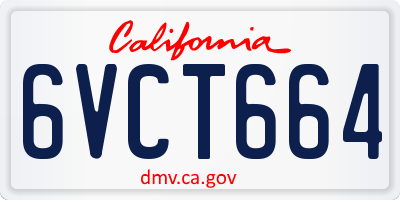 CA license plate 6VCT664