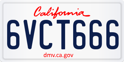 CA license plate 6VCT666