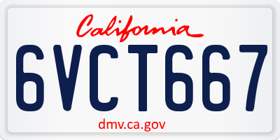 CA license plate 6VCT667