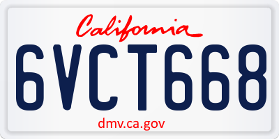 CA license plate 6VCT668