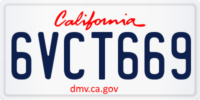 CA license plate 6VCT669
