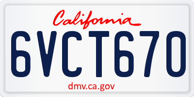 CA license plate 6VCT670