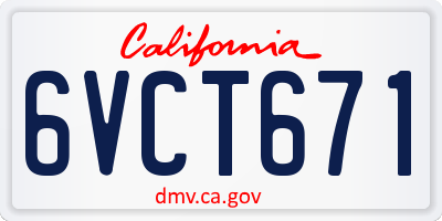 CA license plate 6VCT671