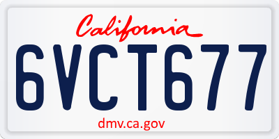 CA license plate 6VCT677
