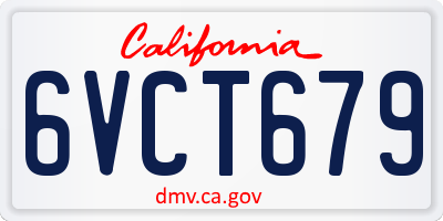 CA license plate 6VCT679