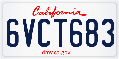 CA license plate 6VCT683