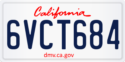 CA license plate 6VCT684
