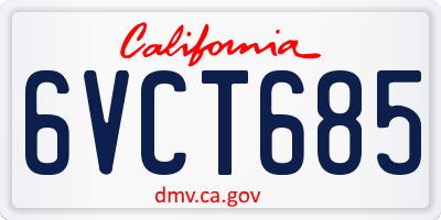 CA license plate 6VCT685