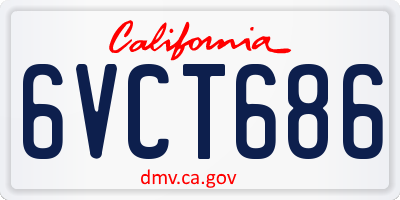 CA license plate 6VCT686