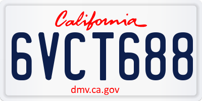 CA license plate 6VCT688