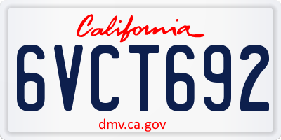 CA license plate 6VCT692