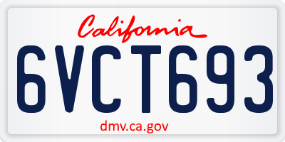 CA license plate 6VCT693