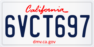 CA license plate 6VCT697