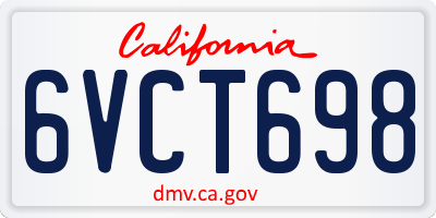 CA license plate 6VCT698