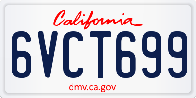 CA license plate 6VCT699