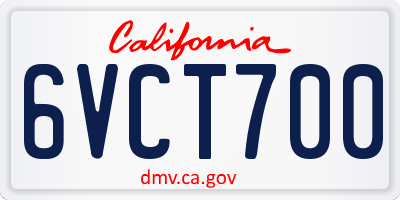 CA license plate 6VCT700