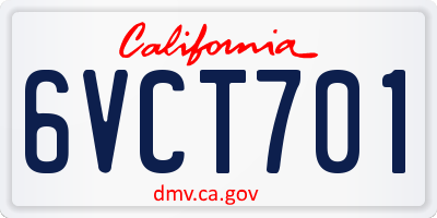 CA license plate 6VCT701