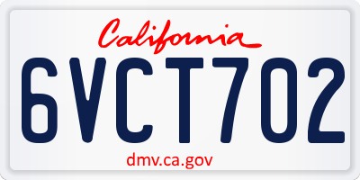 CA license plate 6VCT702