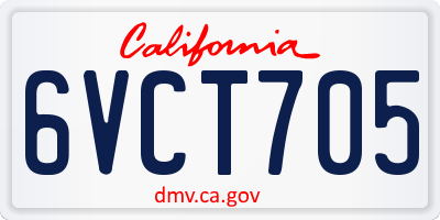 CA license plate 6VCT705