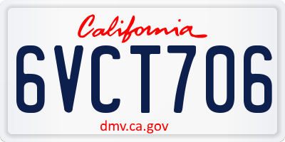 CA license plate 6VCT706