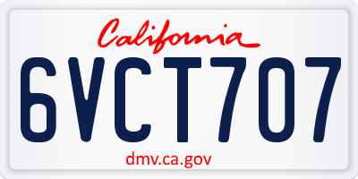 CA license plate 6VCT707