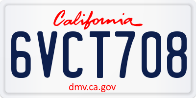 CA license plate 6VCT708