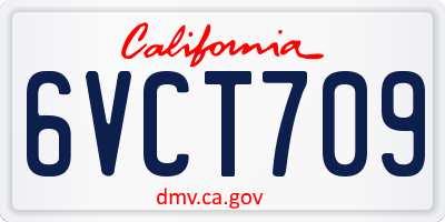 CA license plate 6VCT709