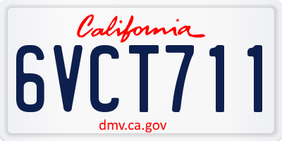 CA license plate 6VCT711