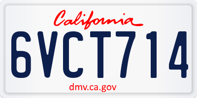 CA license plate 6VCT714