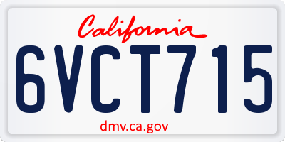 CA license plate 6VCT715