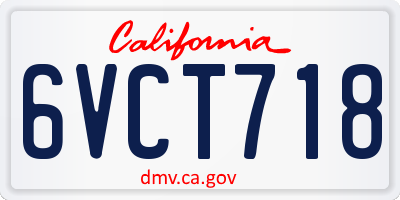 CA license plate 6VCT718