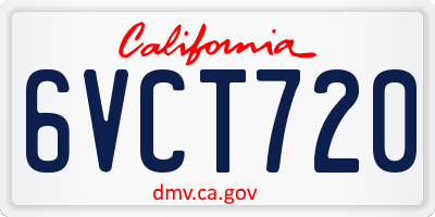 CA license plate 6VCT720