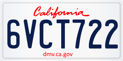 CA license plate 6VCT722