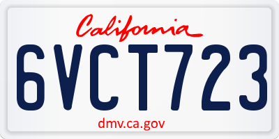CA license plate 6VCT723