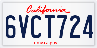 CA license plate 6VCT724