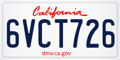 CA license plate 6VCT726