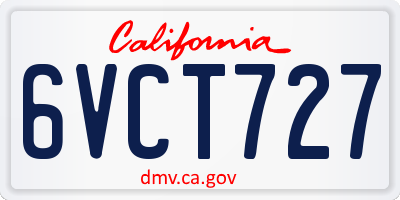 CA license plate 6VCT727