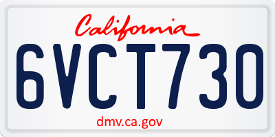 CA license plate 6VCT730