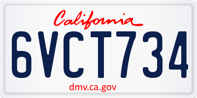 CA license plate 6VCT734