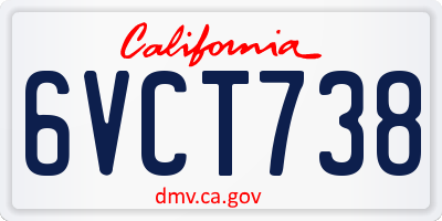 CA license plate 6VCT738