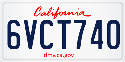 CA license plate 6VCT740