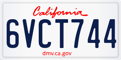 CA license plate 6VCT744