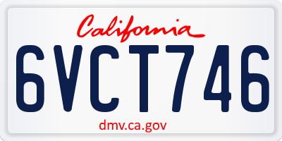 CA license plate 6VCT746